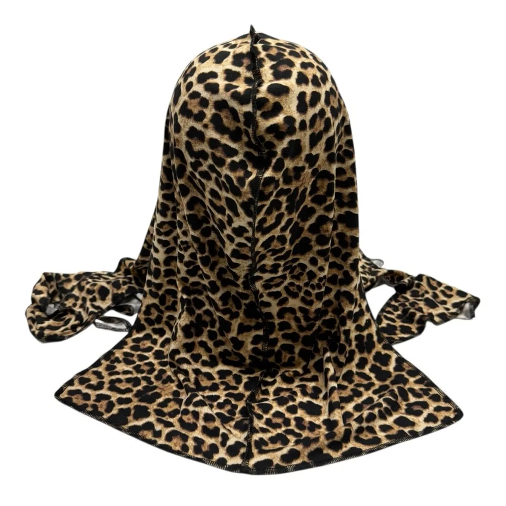 Animal Print Jersey Durag Long Tail Head Scarf Head Cap Cheetah Stretch Wave